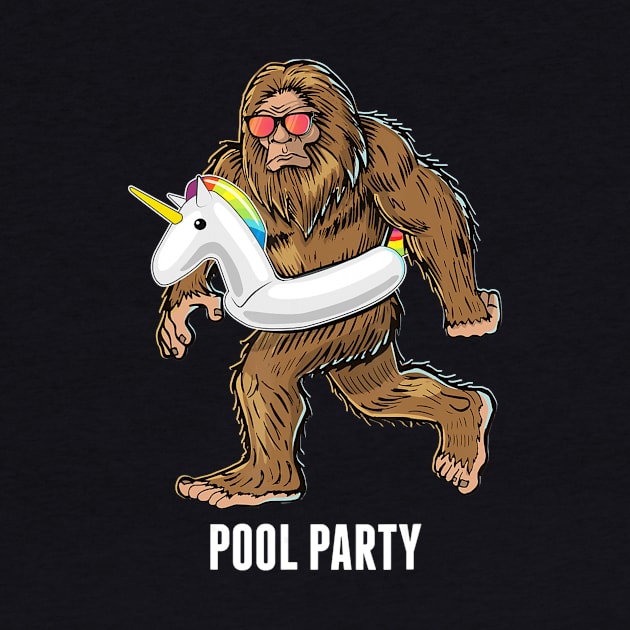 Pool Party Bigfoot Unicorn Float Shirt Sasquatch Shirt Gift by LaurieAndrew